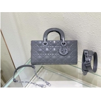 Good Quality MEDIUM LADY DIOR BAG Cannage Lambskin C2811 gray