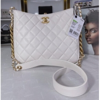 Good Product Chanel Calfskin Shoulder Bag AS3112 White