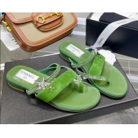 Discount Chanel Suede Star Thong Sandals G38758 Green 2022