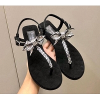 Stylish Chanel Grosgrain Flat Thong Sandals G38853 Black 2022