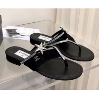 Sumptuous Chanel Suede Star Thong Sandals G38758 Black