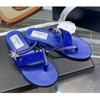 Perfect Chanel Suede Star Thong Sandals G38758 Royal Blue