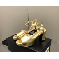 Luxury Chanel Lambskin High Heel Sandals Gold 0321101