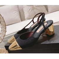 Good Looking Chanel Grosgrain Slingback Pumps 6.5cm G31318 Black