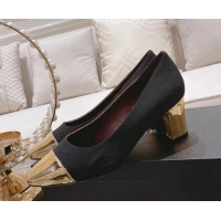 Good Quality Chanel Grosgrain Medium Heel Pumps 6.5cm Black 0321110