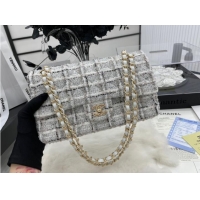 Market Sells CHANEL Tweed Braided Sheepskin & Gold-Tone Metal AS01112-1 Gray