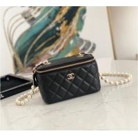 Buy Discount Chanel mini Shoulder Bag Lambskin Imitation Pearls & Gold-Tone Metal AS91192 black