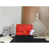 Well Crafted Chanel classic handbag Lambskin & gold Metal V01112 orange