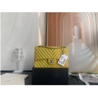 Inexpensive Chanel classic handbag Lambskin & silver Metal V01112 yellow