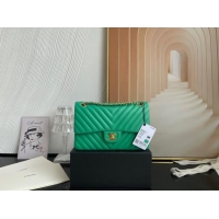 Good Quality Chanel classic handbag Lambskin & gold Metal V01112 green