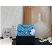 Luxurious Chanel classic handbag Lambskin & gold Metal V01112 sky blue