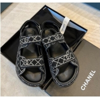 Lowest Price Chanel Crystal Strap Sandals G35927 Black 032212