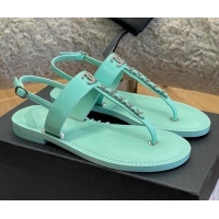 Grade Quality Chanel Patent Calfskin Flat Sandals G38221 Light Blue