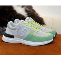 Popular Style Chanel Fabric & Suede Sneakers G38299 Green 032503