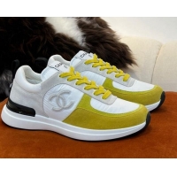 Hot Style Chanel Fabric & Suede Sneakers G38299 Yellow 032505