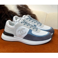 Stylish Chanel Fabric & Suede Sneakers G38299 Gray 032506