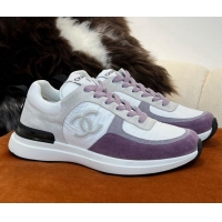 Sumptuous Chanel Fabric & Suede Sneakers G38299 Purple 032507