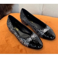 Classic Hot Chanel Sequins Flat Ballerinas Silver 032511