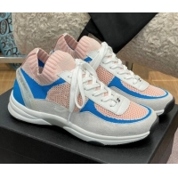 Good Quality Chanel Knit and Suede Sneakers G38750 Light Pink 032515