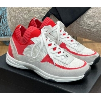 Low Price Chanel Knit and Suede Sneakers G38750 Red 032516