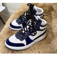 Sophisticated Chanel Fabric, Suede & Calfskin High top Sneakers G38804 White/Navy Blue 2022