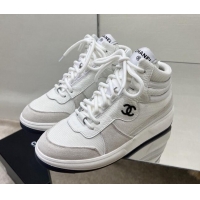 Duplicate Chanel Fabric, Suede & Calfskin High top Sneakers G38804 White/Gray 2022