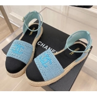 Top Design Chanel Open Espadrilles G38737 Blue