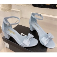 Luxury Chanel Meidum Heel Sandals with Bow 6cm Blue 2022 032820