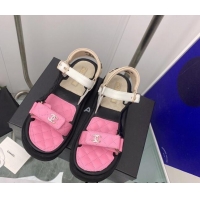 Shop Cheap Chanel Calfskin Strap Sandals G38880 Pink 041257