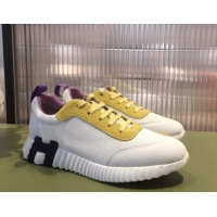 Classic Specials Hermes Bouncing Mesh and Suede Sneakers White/Purple/Yellow 032568