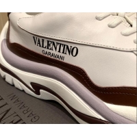 Top Quality Valentino Gumboy Calfskin Sneakers White/Dark Brown 032648