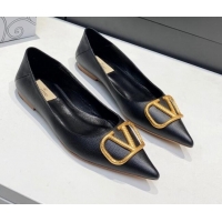 Duplicate Valentino VLogo Ballet Flat Black 032653