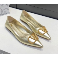 Grade Valentino VLogo Ballet Flat Gold 032655