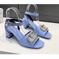 Purchase Valentino VLogo Grained Calfskin Heel Sandals 5cm Blue 032663