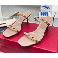 Luxurious Valentino Rockstud Medium Slide Sandals 6.5cm Pink 032840