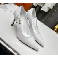 Sumptuous Louis Vuitton Signature Calf Leather Pumps 8.5cm White 032312