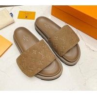 Hot Style Louis Vuitton Pool Pillow Comfort Monogram Suede Slide Sandals Brown 032343