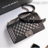 Promotional Chanel Lambskin Medium Classic Boy Flap Bag A67086 Black/Aged Silver 2022