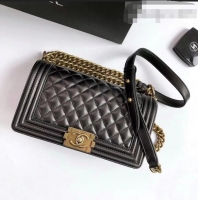 Reasonable Price Chanel Lambskin Medium Classic Boy Flap Bag A67086 Black/Aged Gold 2022