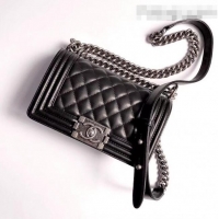 Top Grade Chanel Lambskin Small Classic Boy Flap Bag A67085 Black/Aged Silver 2022