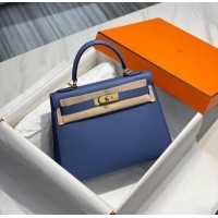 Famous Brand Hermes Original Epsom Leather KEL2578 dark blue