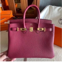 Buy Discount Hermes original Togo Leather HB25O Burgundy