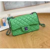 Famous Brand Chanel Flap Mirage Lambskin Shoulder Bag AS1116 green