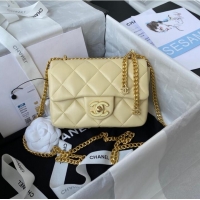 Hot Style Chanel Flap Lambskin mini Shoulder Bag AS3113 light yellow