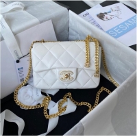 Grade Classic Chanel Flap Lambskin mini Shoulder Bag AS3113 white