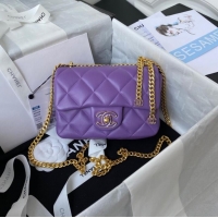 Affordable Price Chanel Flap Lambskin mini Shoulder Bag AS3113 purple