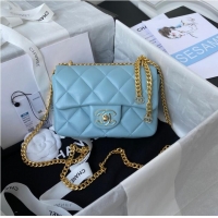 New Cheap Chanel Flap Lambskin mini Shoulder Bag AS3113 sky blue