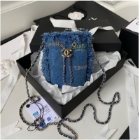 Super Quality Chanel mini Drawstring Bag Denim AP2603 blue