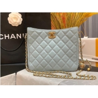 Low Cost Chanel mini Shoulder Bag Lambskin&Gold-Tone Metal AS3259 sky blue