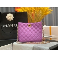 Buy Discount Chanel mini Shoulder Bag Lambskin&Gold-Tone Metal AS3259 purple